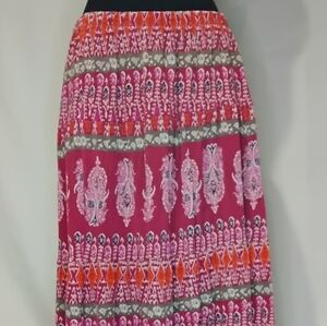Bohemian Pink and Orange Women's Maxi Skirt